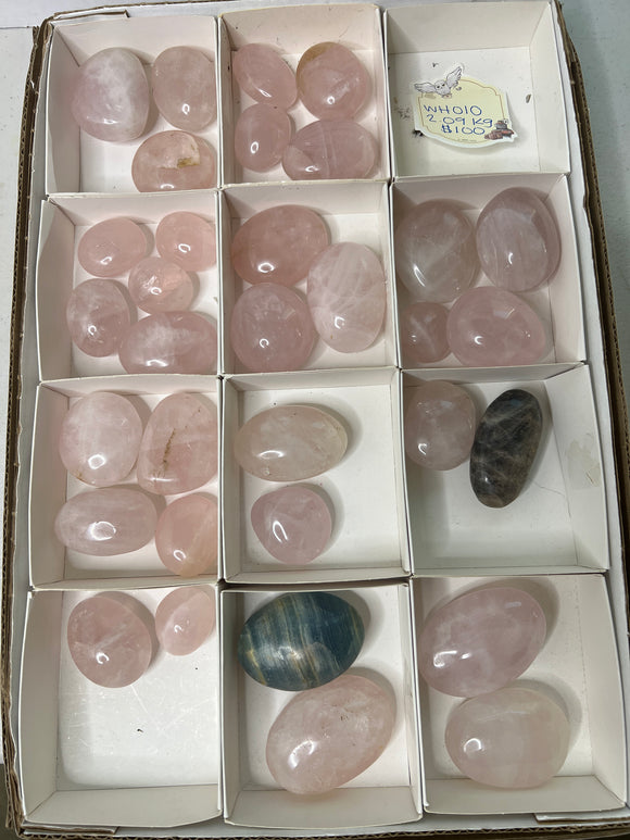 Wholesale Flat - 010 - Rose Quartz Palmstones - 2.09 kg